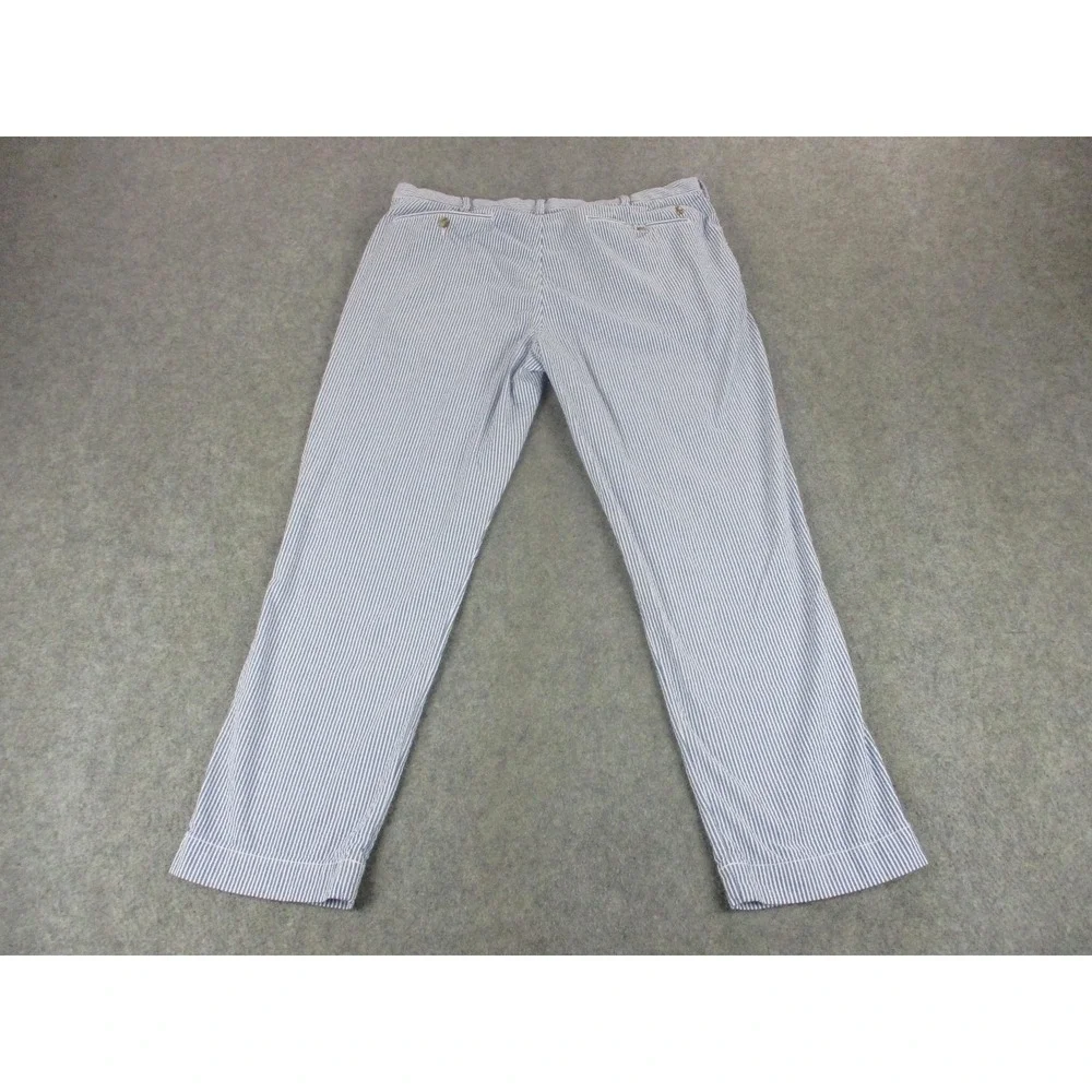 Polo Ralph Lauren Pants Mens 38x30 Blue Striped Seersucker Chambray Stretch Fit